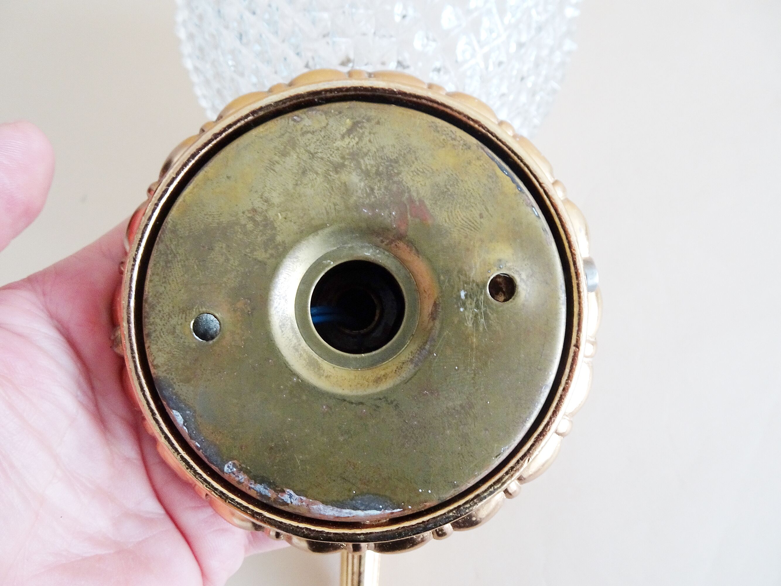 Golden mid century wall lamp by JSB Leuchten with glass ball shade