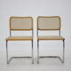 Set of six chrome plated and wood italian dining chairs by Breuer, 1970s