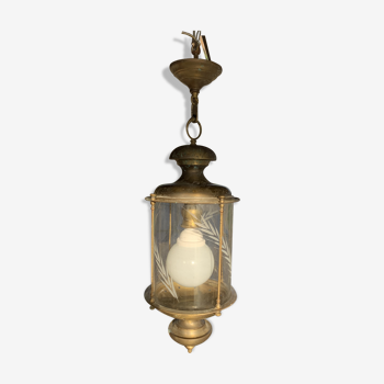 Lad lamp postary or exterior in brass and cut glass