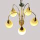 Mid Century Suspension, 5 globes in brass and opal glass, Honsel Leuchten