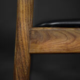 Vintage Mid-Century Modern Scandinavian Teak & Vinyl Dining Chairs, 1960s, Set of 4