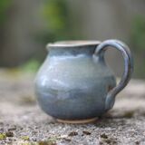 Blue glazed ceramic pitcher signed BB, vintage pitcher, small pitcher, cream pot, milk pot