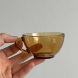 4 vintage amber glass cups