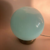Blue opaline globe table lamp