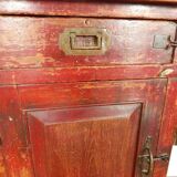 Vintage red desk old teak piece and original patina from India