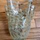 Filigree glass vase in the shape of a handkerchief with a corolla-shaped neck, Murano style