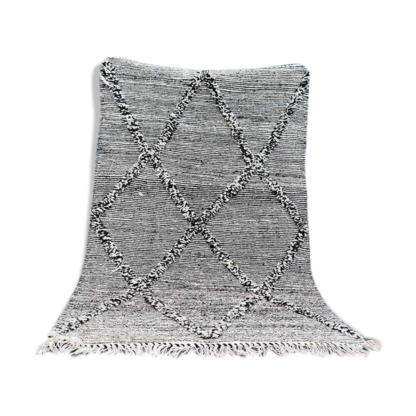 Small Moroccan Berber carpet handmade Black Zanafi 100x160 cm