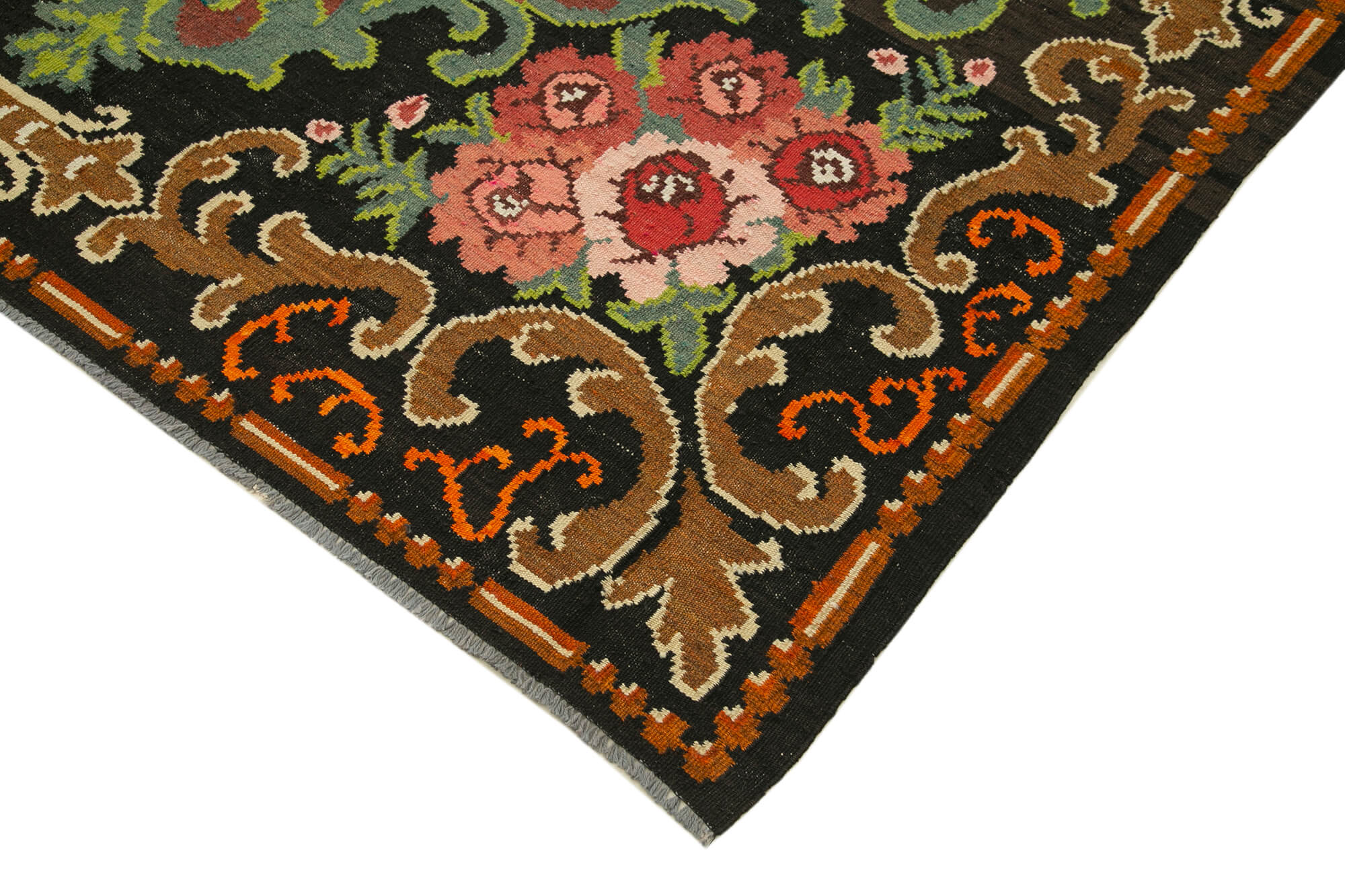 Handmade Vintage Moldov Black Kilim 210 cm x 320 cm - 23260