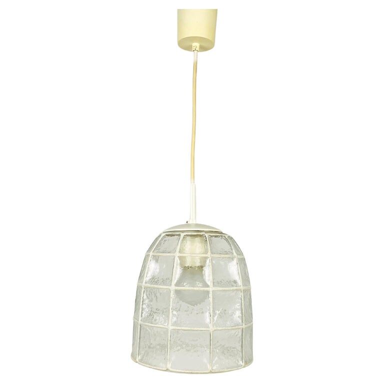 Hanging lamp in iron and glass from Glashütte Limburg, 1960s