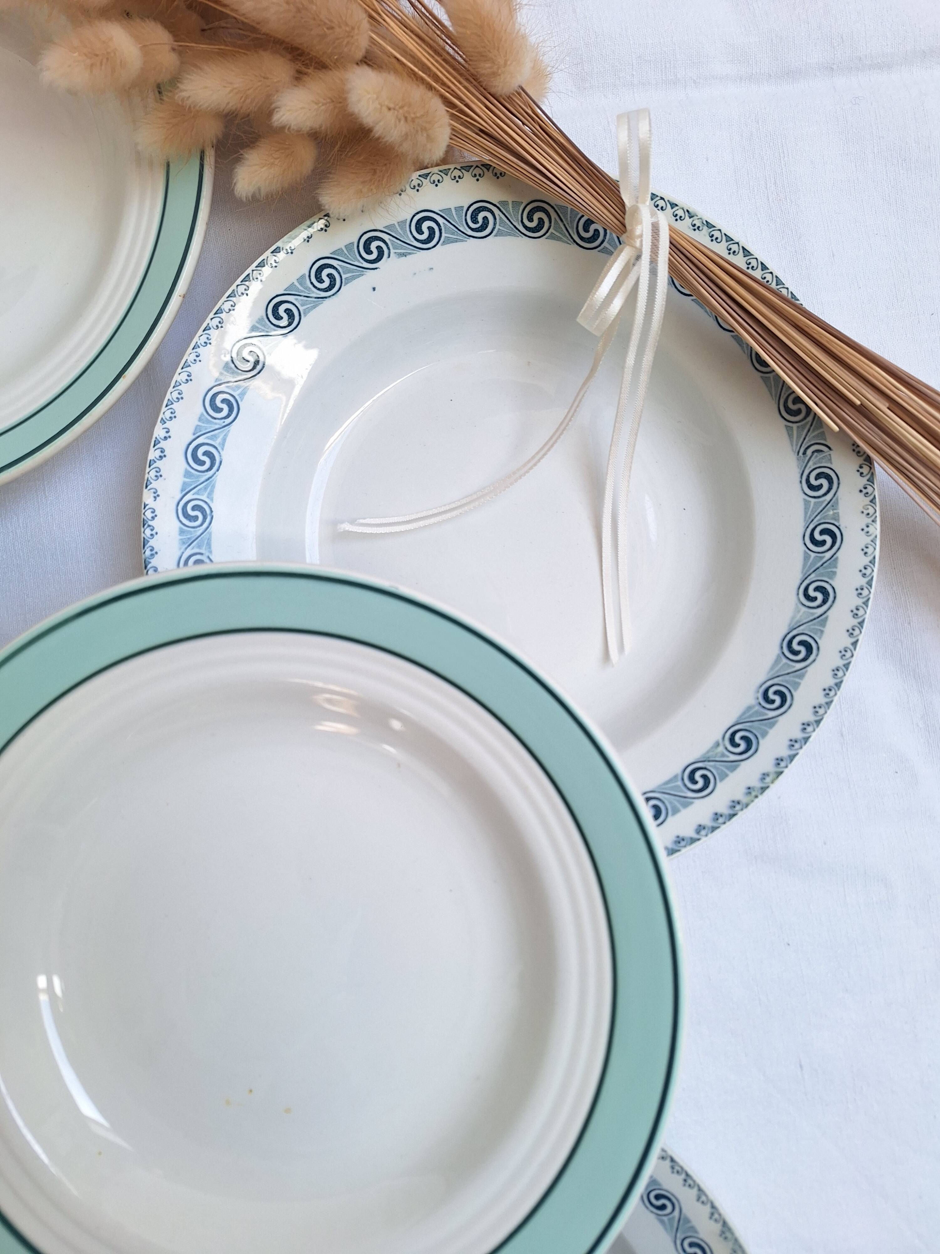 Assiettes creuses vertes St Amand, Céranord