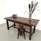 Solid pine work table, grooved top, satin brown finish, year