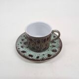 Ceremic lava cup in brown and turquoise, 1970's