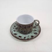 Ceremic lava cup in brown and turquoise, 1970's