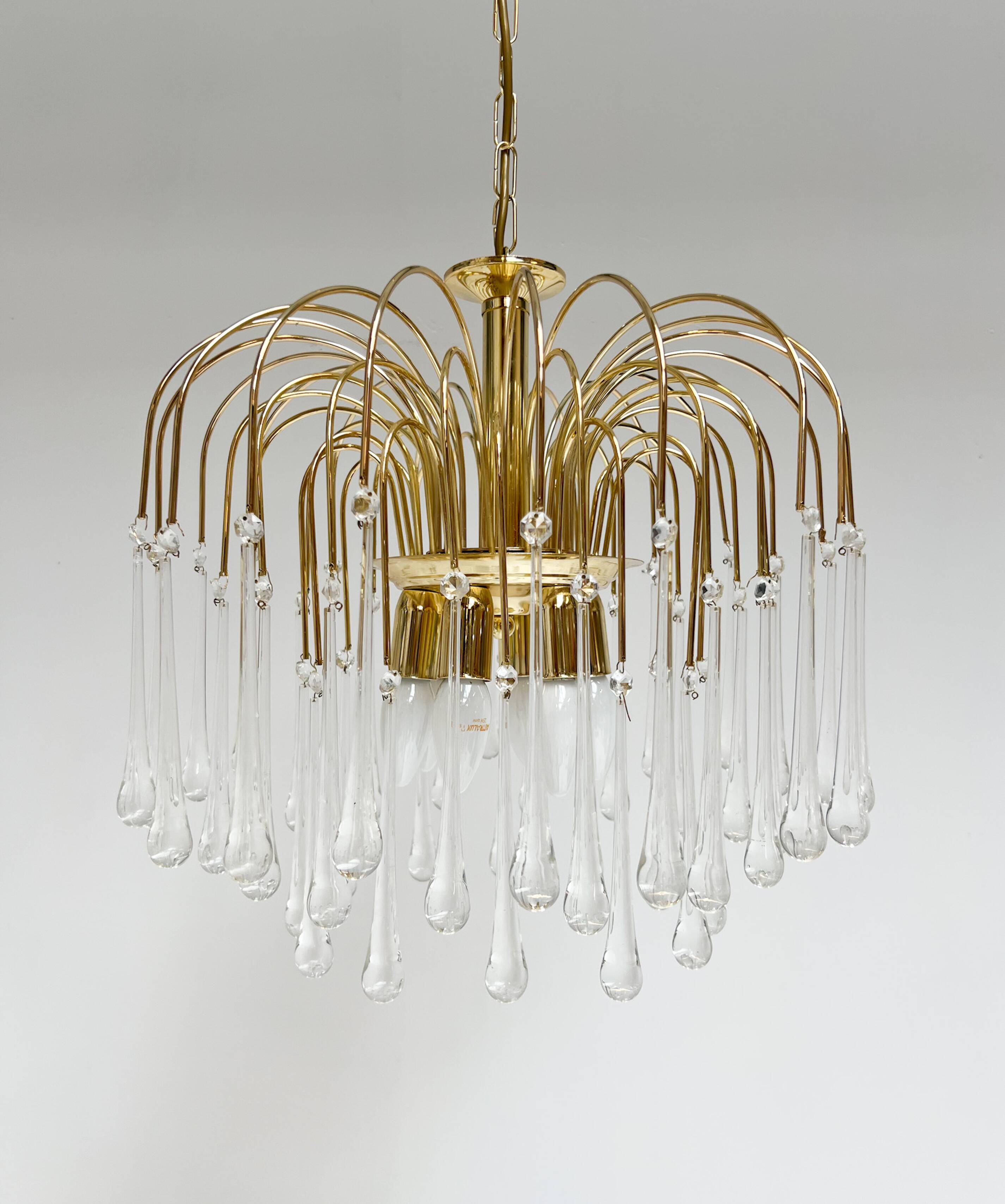 XL waterfall chandelier of Murano glass, 1970s