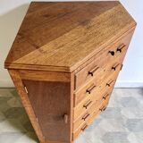 Art deco oak corner unit with drawers