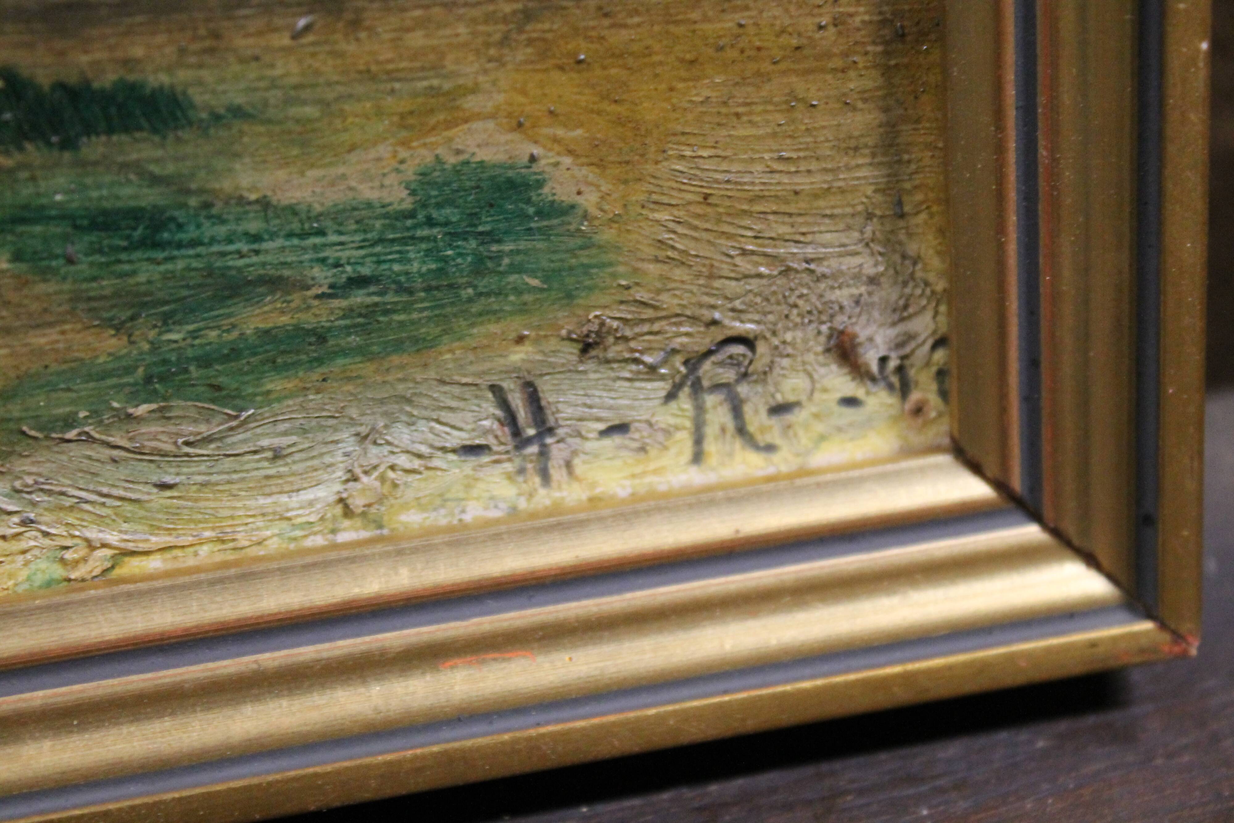 Ancient landscape painting signed