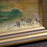 Ancient landscape painting signed