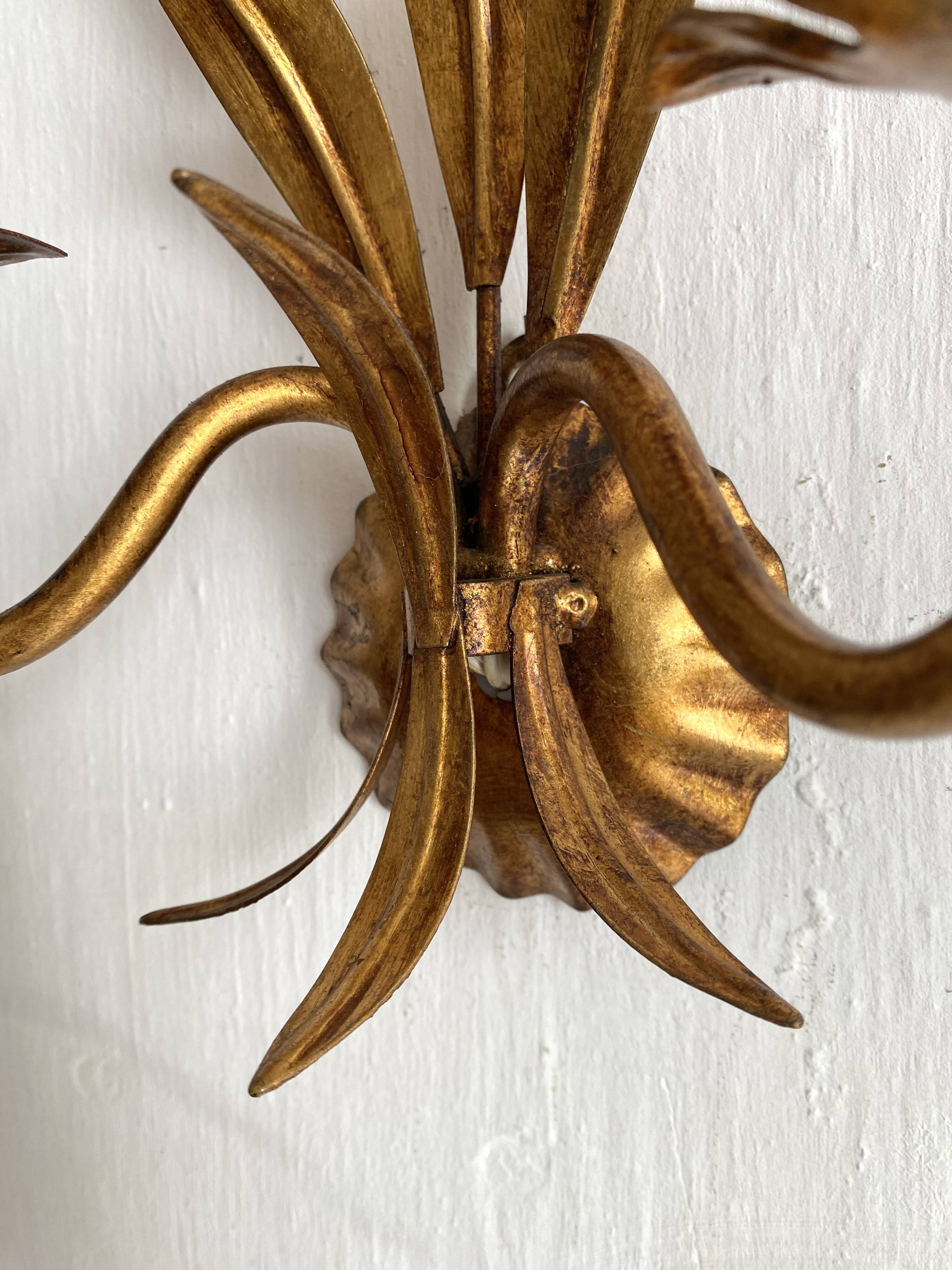 Hollywood Regency Italian wheat ear sconces