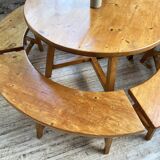 Set of round table and 4 rounded benches, 1950