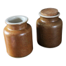 Lot 2 pots à moutarde grès vintage intérieur vernissé & bouchon