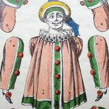 Old illustration Pierrot (puppet) framed
