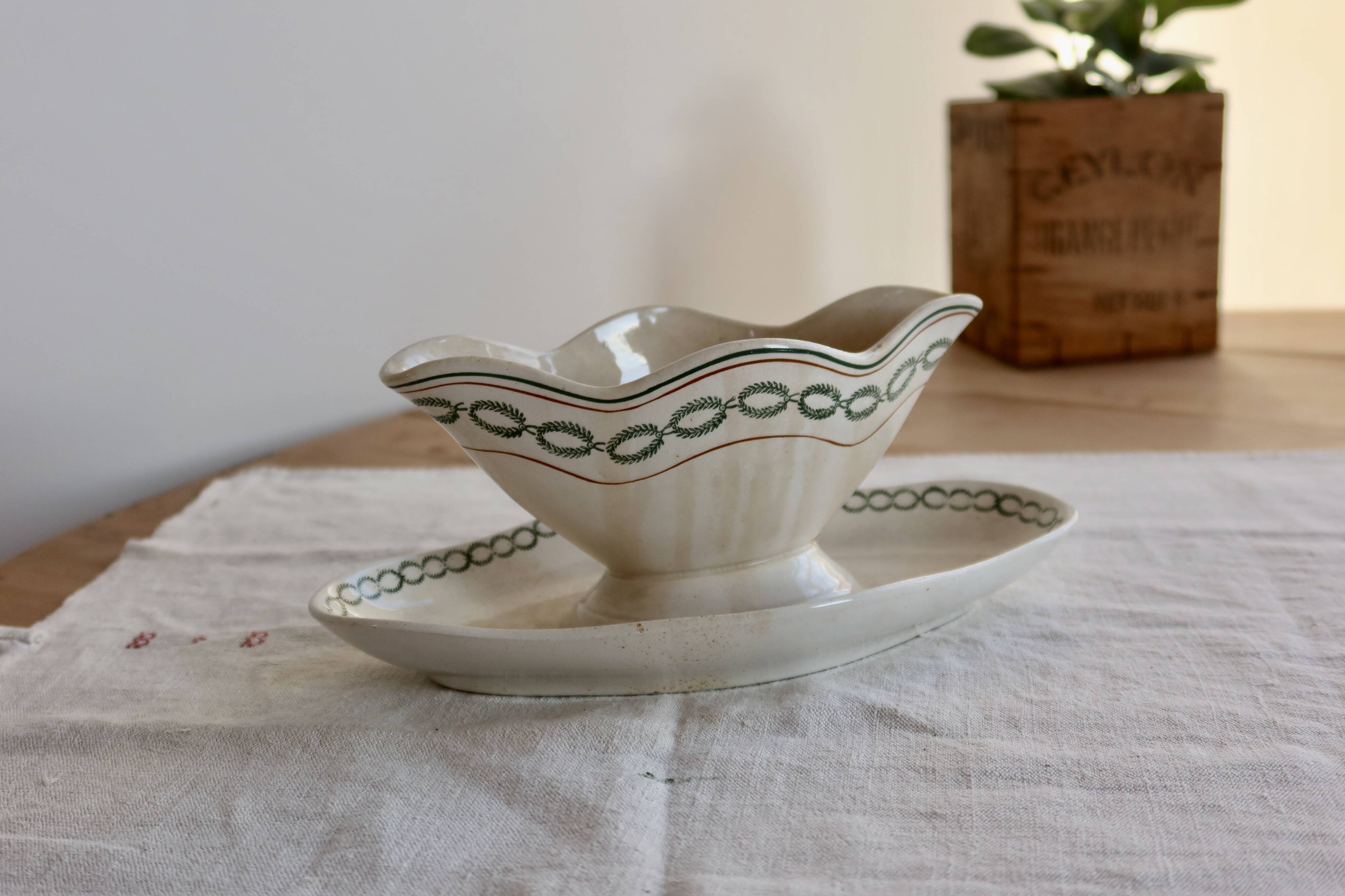 Old ironstone sauce boat Saint-Amand model 3003