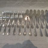 12 fish cutlery sets 24p silver plated metal goldsmith Apollo Louis XVI rushes