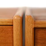 Pair of Scandinavian bedside tables from the 1950s–60s with carved handle