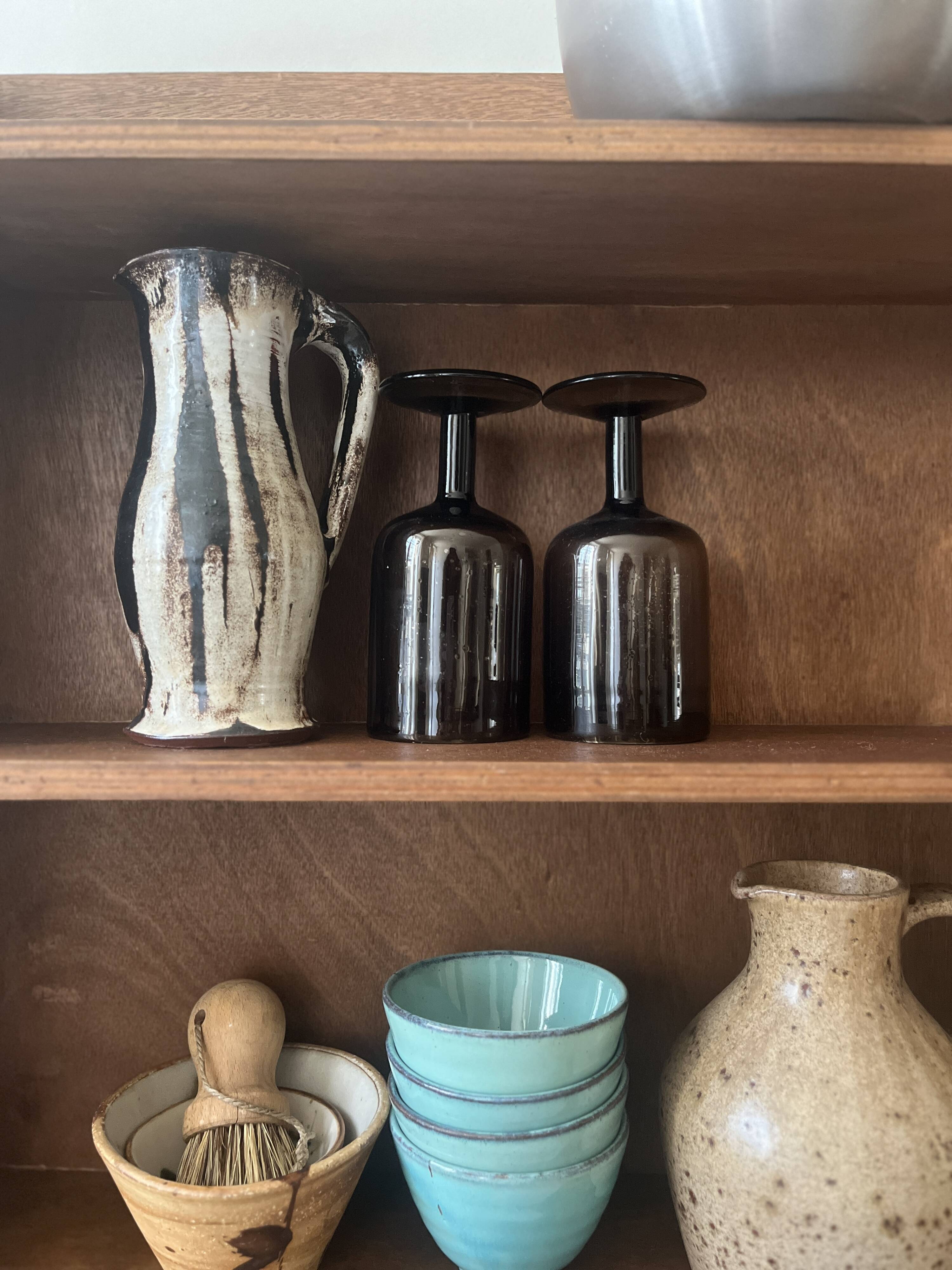 enameled and signed ceramic carafe, 1950