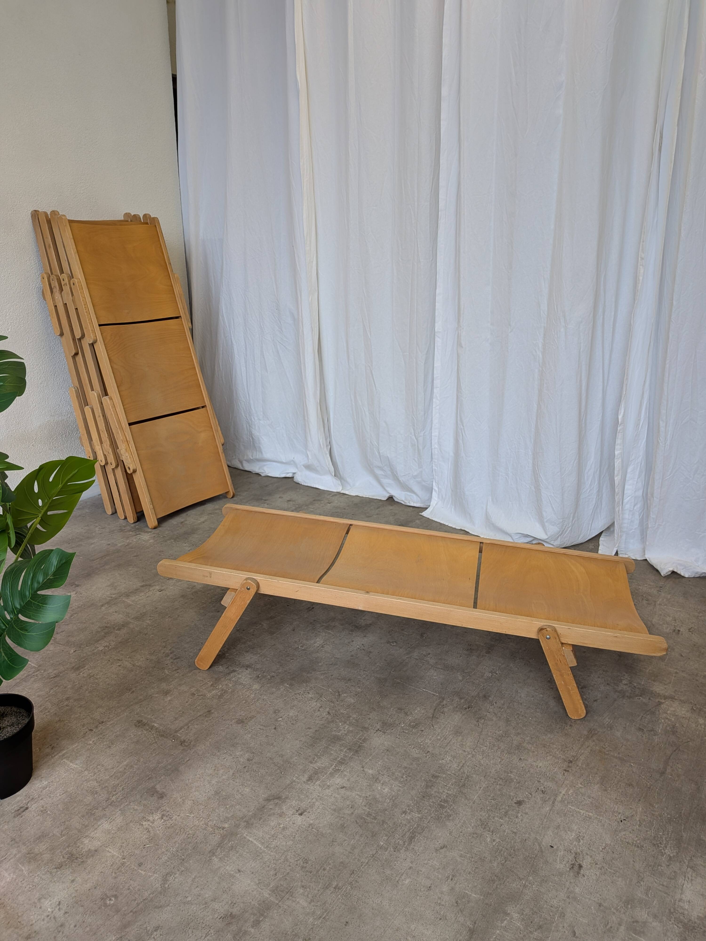 Vintage Folding Wooden Daybed /by Niko Kralj for Stol Kamnik / 1970s