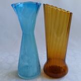 Duo of vintage Italian vases in blown glass