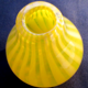 Art Deco glass vase, very small, ball shape with yellow and opalescent stripes