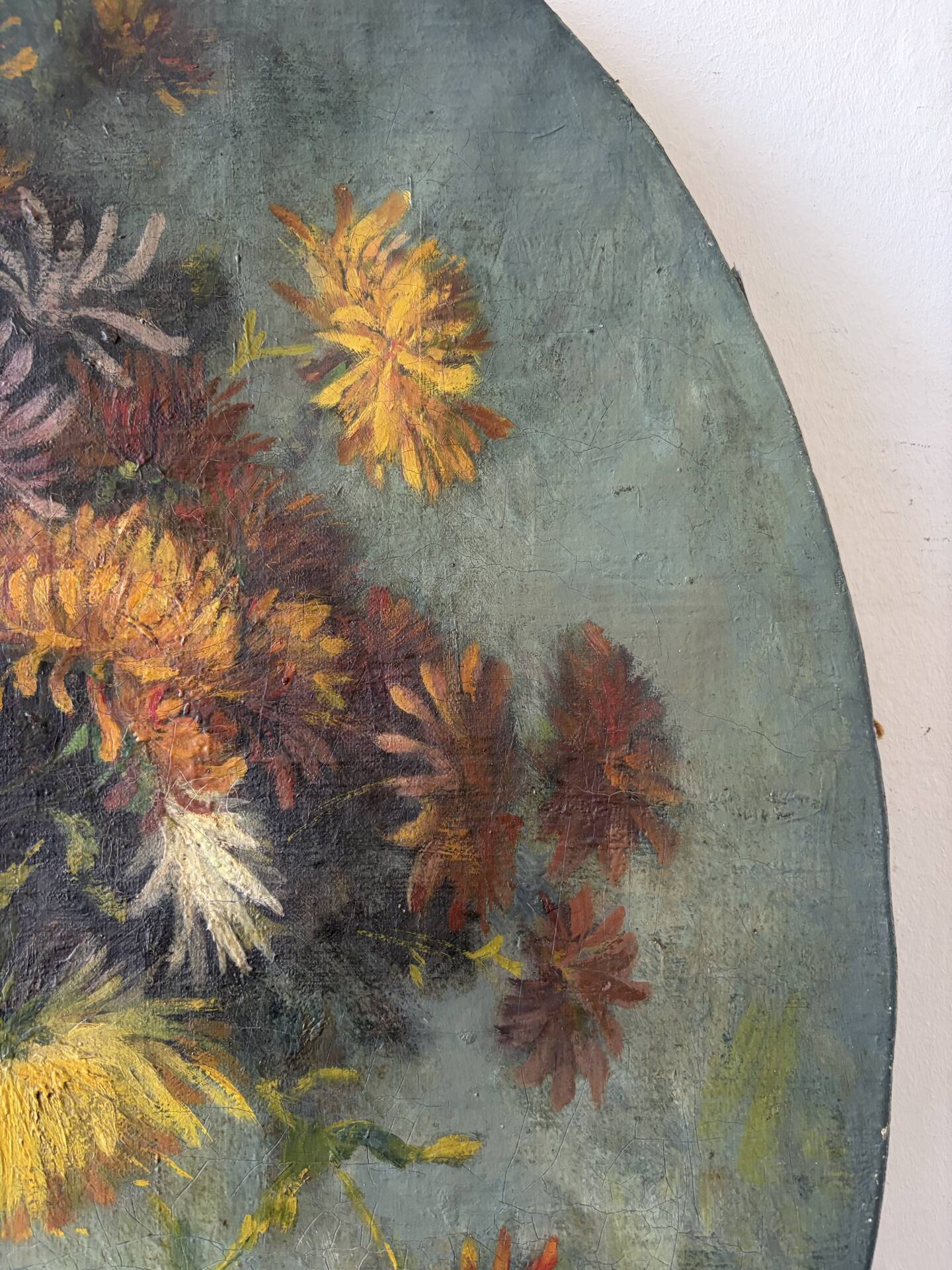 Oval bouquet, oil on canvas