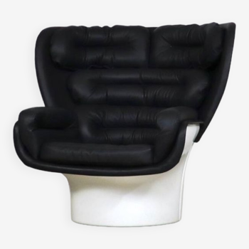 Elda Lounge Chair In Black Leather Jo Colombo Italy