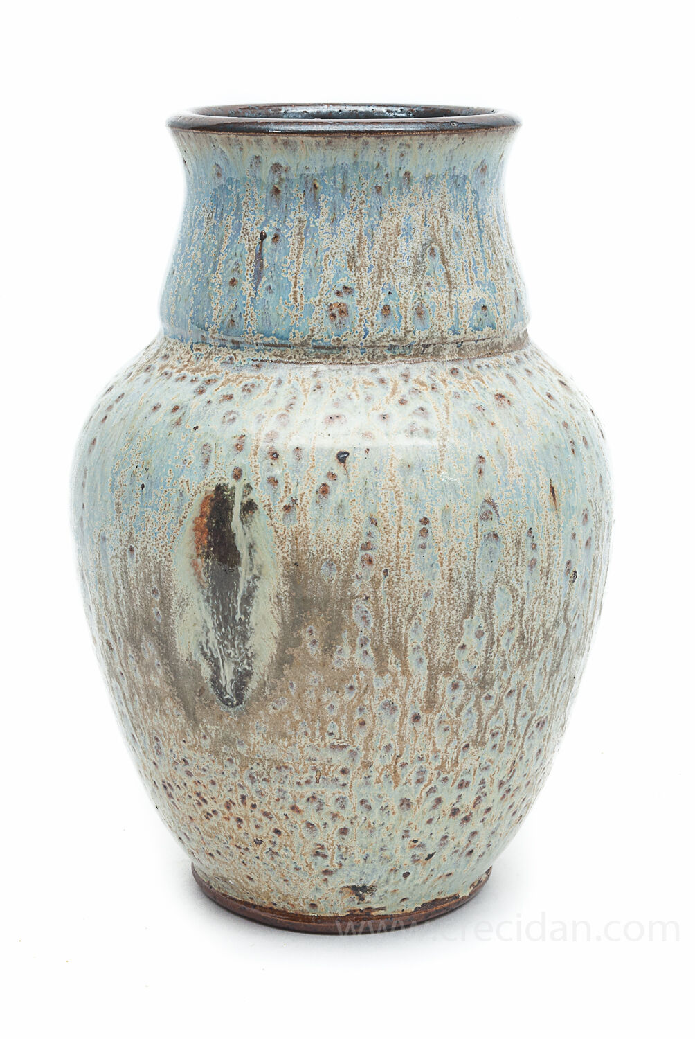 Enamelled sandstone vase