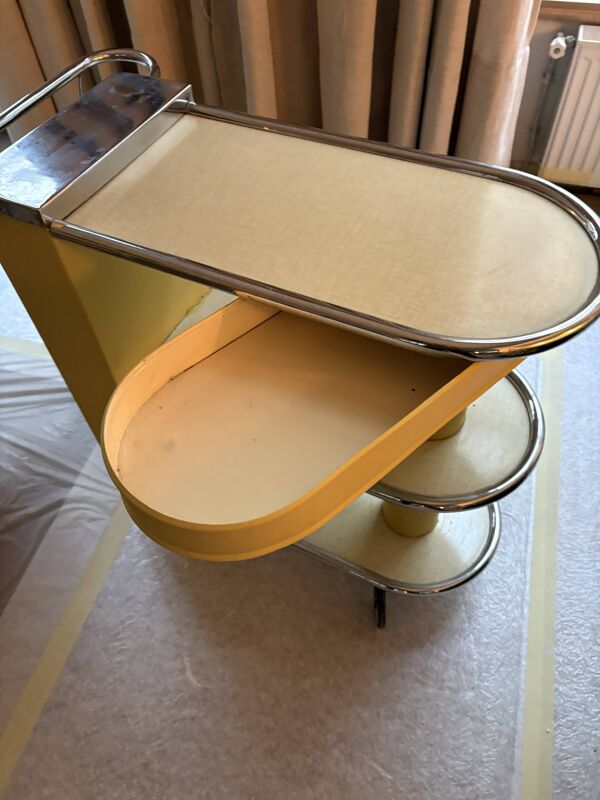 Desserte roulante Art déco en métal et chrome
