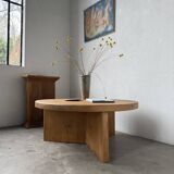 Round modernist coffee table, elm, 1950s.