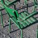 4 stackable garden armchairs wooden slats and metal tubes from the 50s