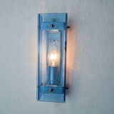Veca blue wall light, beveled glass, italy 1970