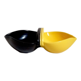 Double ramequins bicolores noir jaune années 50