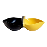 Double ramequins bicolores noir jaune années 50
