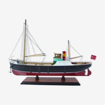 Maquette Tintin du bateau La Toison d'Or' "Le mystère de la toison d'or" bois 60 cm