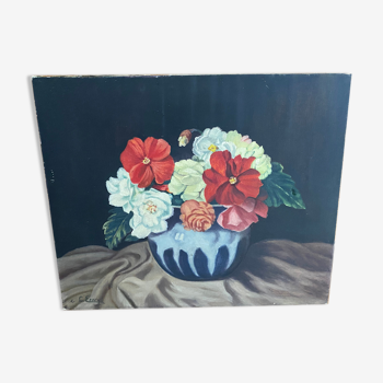 Oil on canvas painting bouquet of flowers