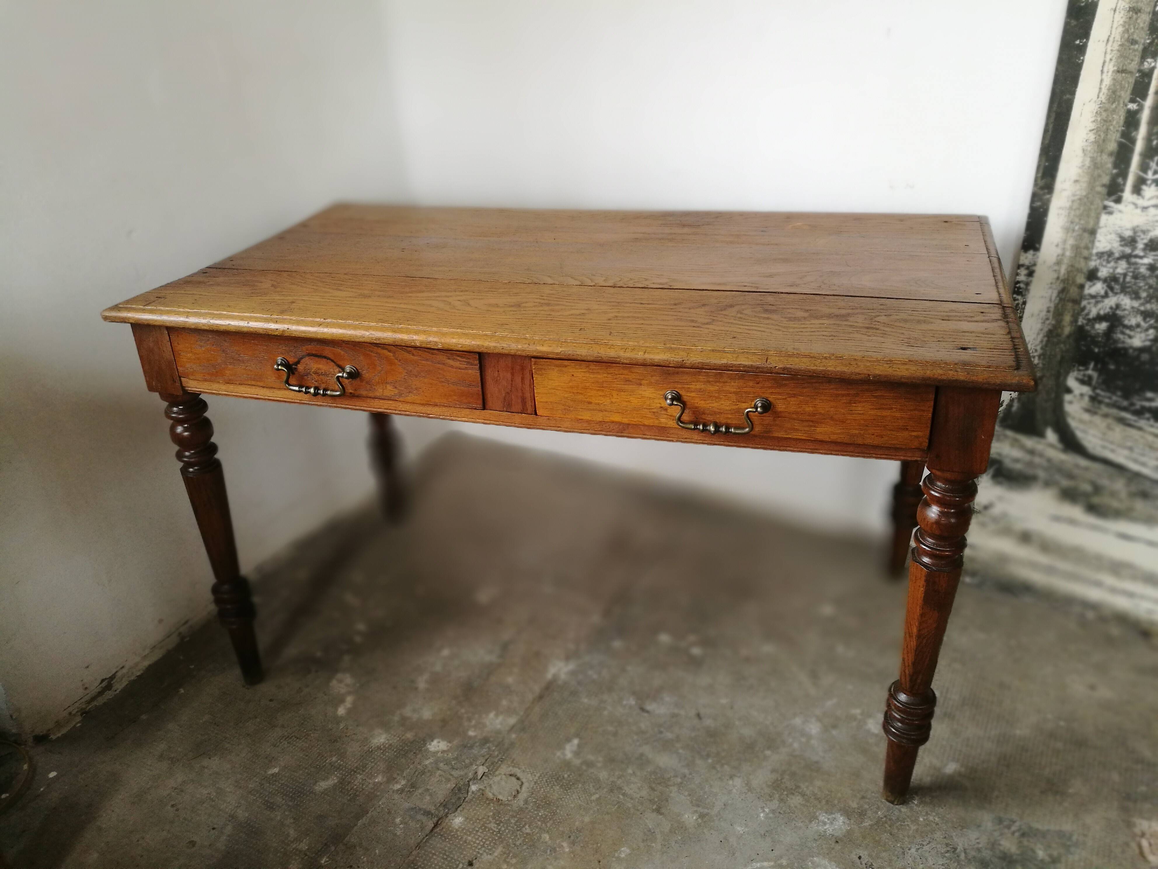 Oak farm table, wooden desk