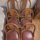 Set of 6 antique chairs - Art Deco style - Wood burl and leather