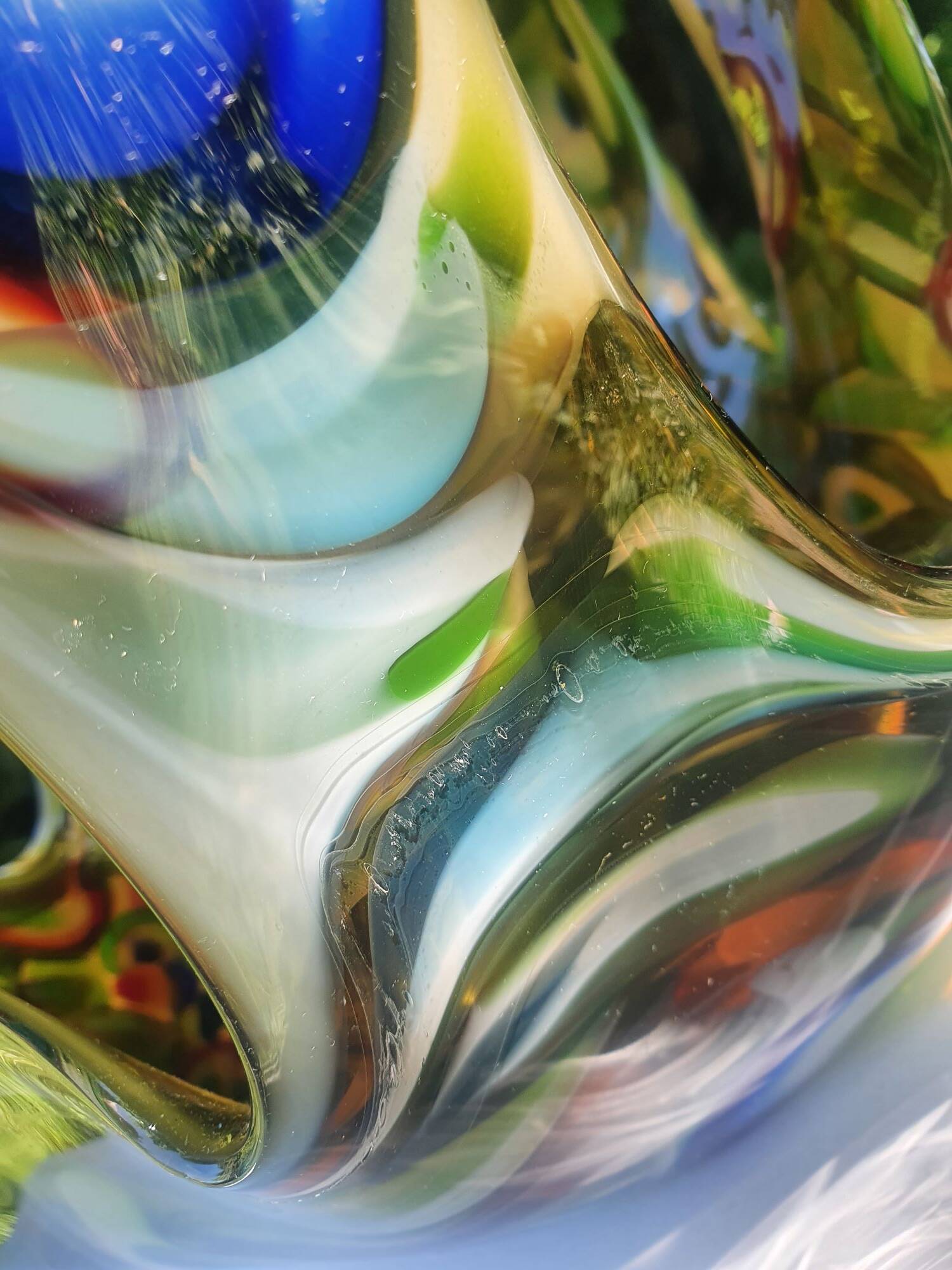 Large Makora handmade glass vase from the 70s