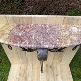 Console murale en fer forgé et marbre