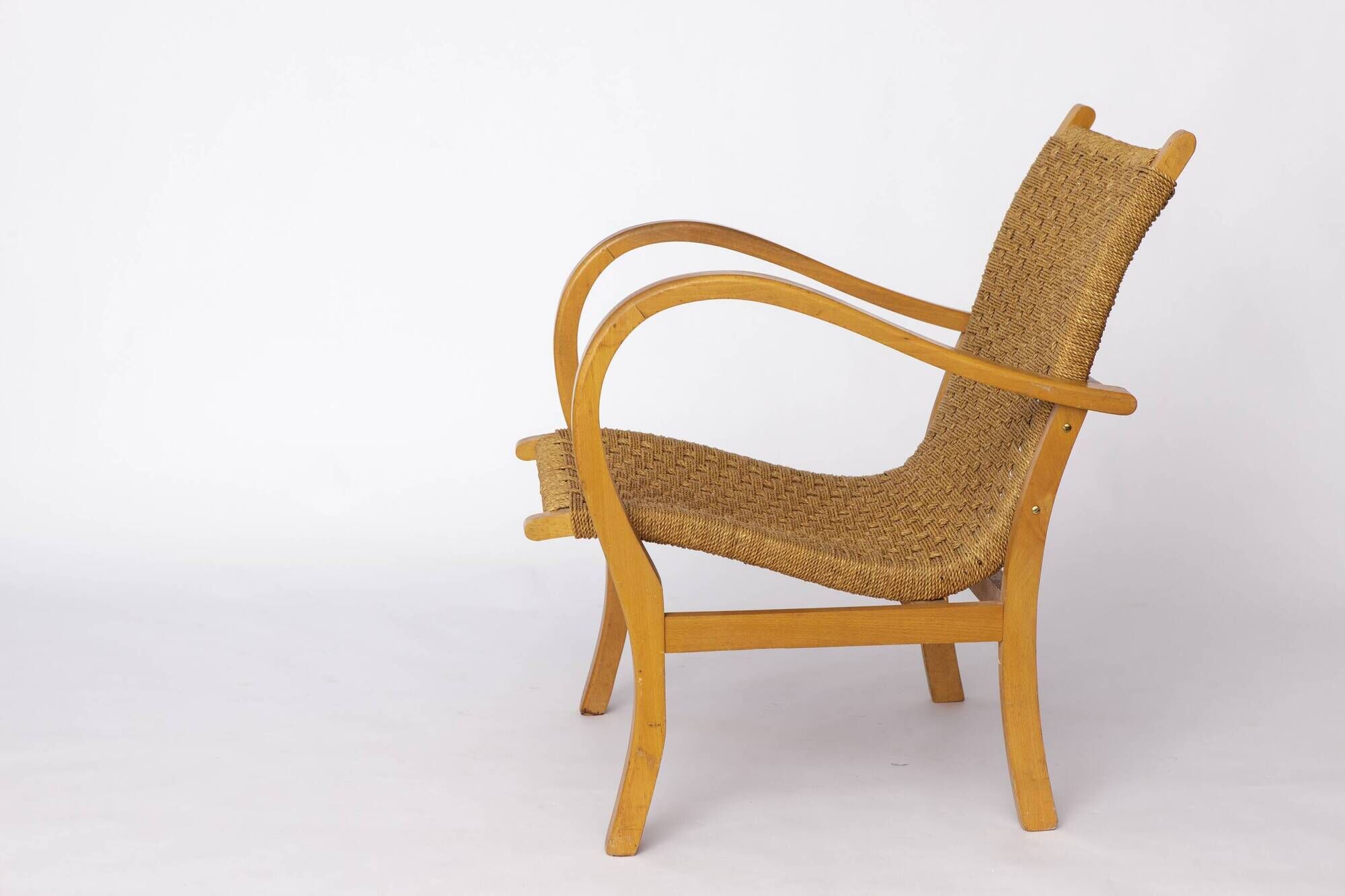 Erich Dieckmann Bauhaus Armchair – 1950s Beechwood & Paper Cord, Germany