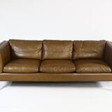 1970s brown leather sofa by Vejen Polstermøbelfabrik