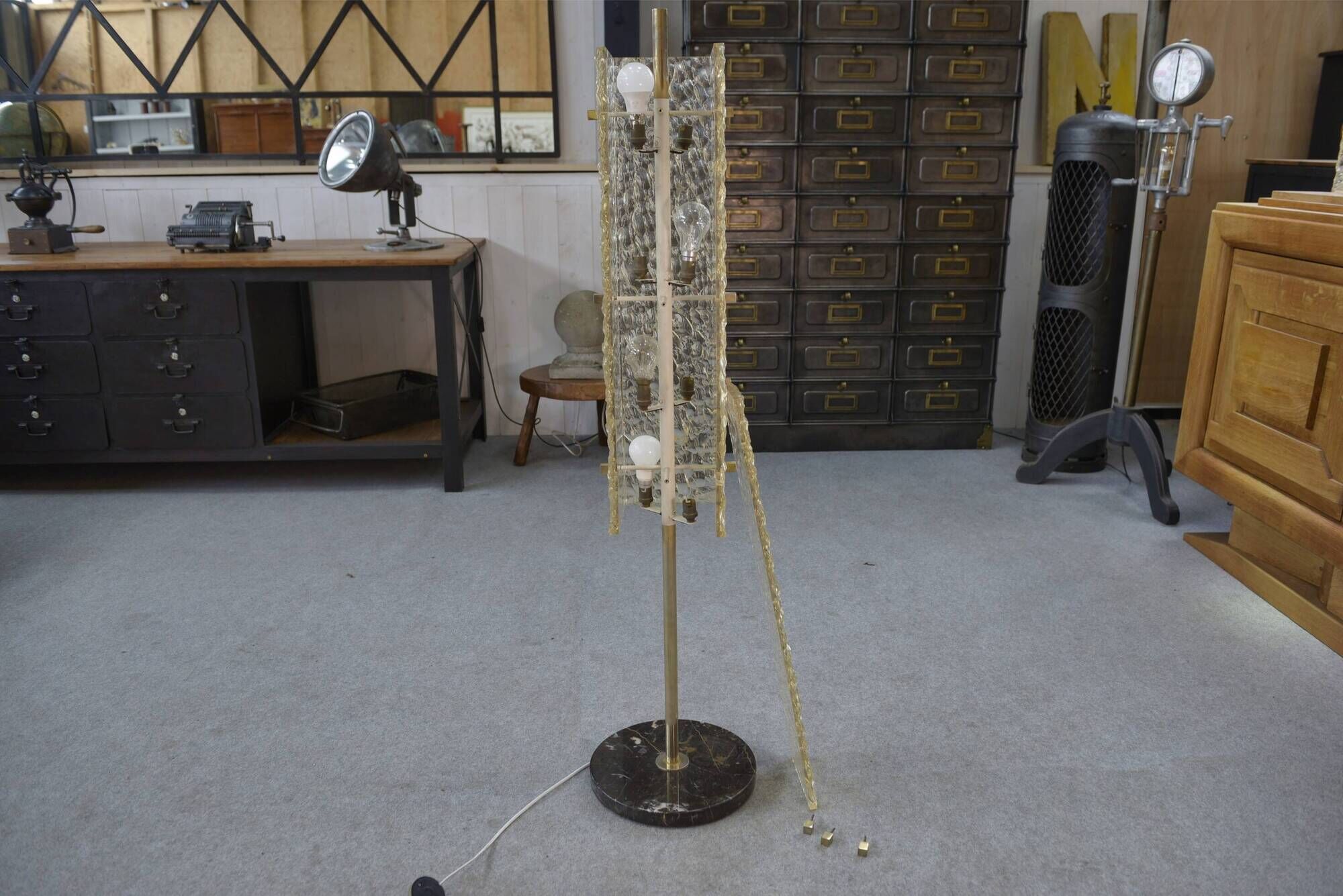 Floor lamp by Pierre Disderot for Dallux, resin and marble, 1960s.